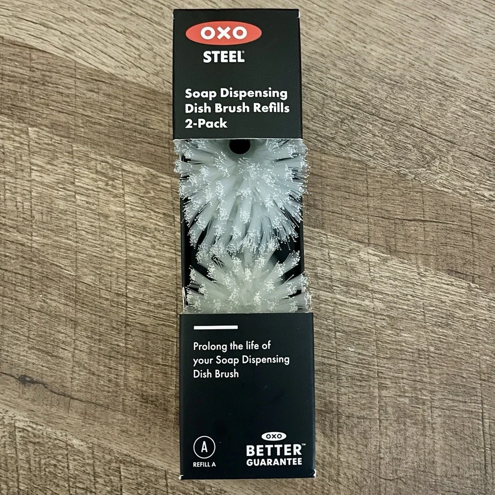 New OXO Steel Soap Dispensing Dish Brush Refills - 2 Pack - Replacement Heads‎